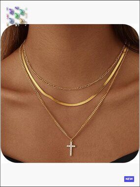 Layered Cross Necklace Set Dainty Choker Faith Jewelry Religious Gift